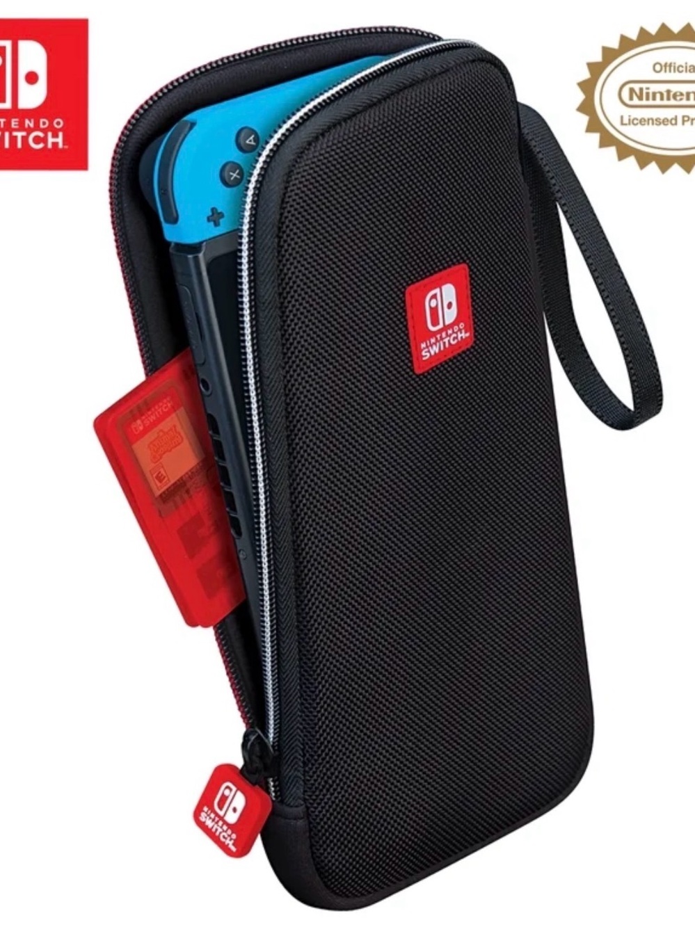 Nintendo Switch Gray Travel Case with Red Logo Accent
